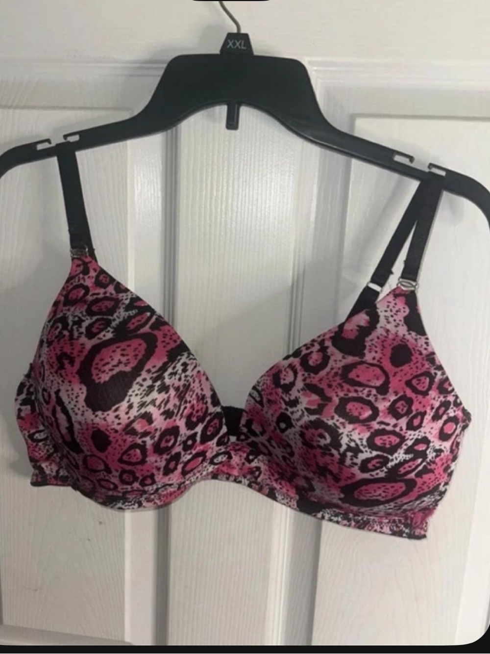 Cacique Pink and Black Leopard Print Underwire T-Shirt Bra